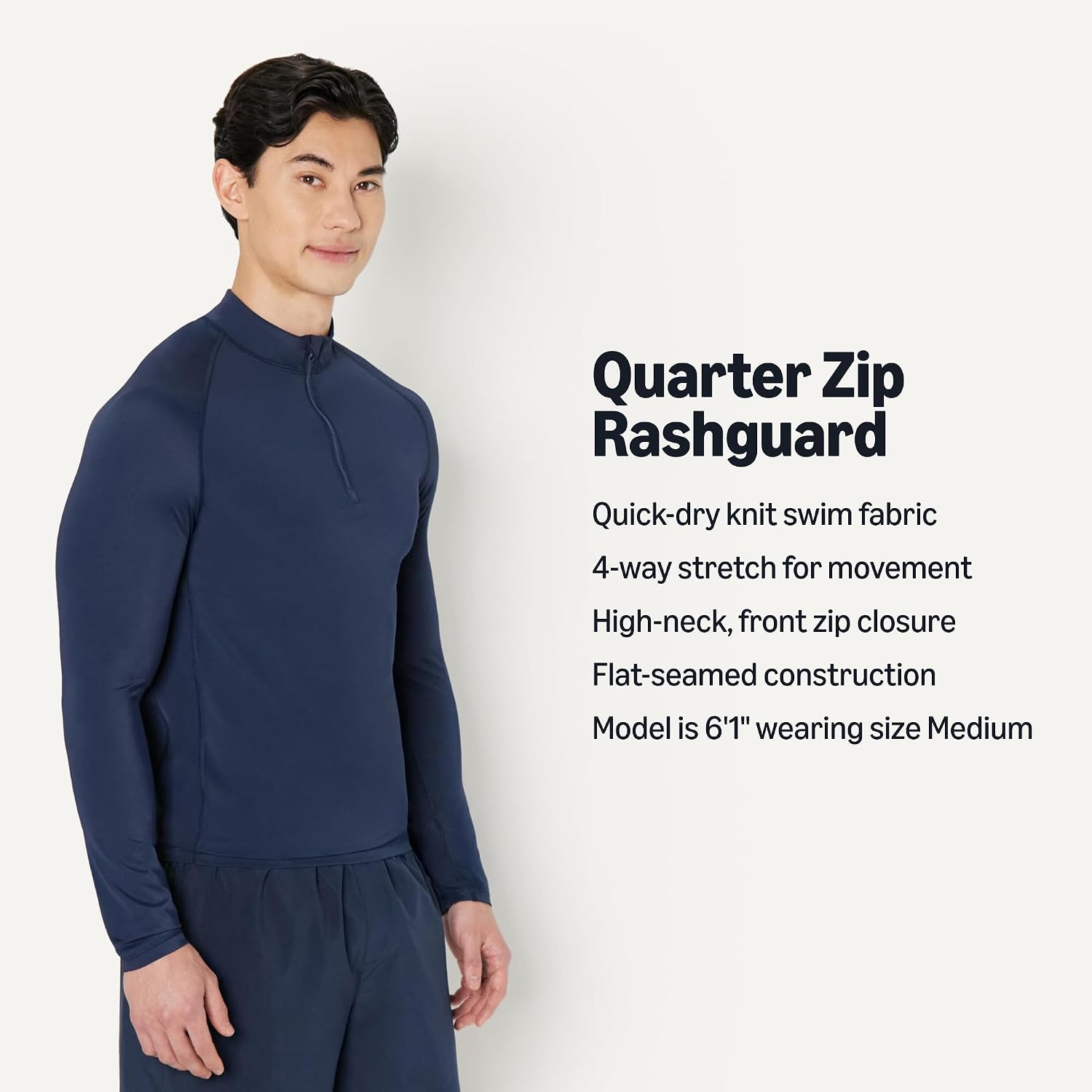 Amazon Essentials Men's Long-Sleeve Quarter Zip Rash Guard Shirt