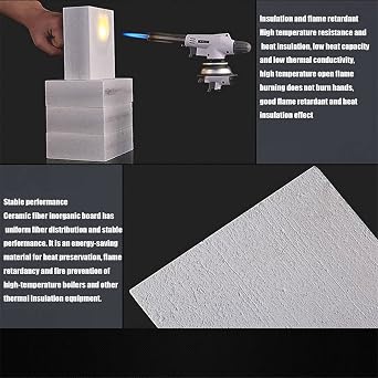 Ceramic Fibre Board, Ceramic Fibre Insulation Board for Steel/Ceramic/Glass/Oven, Width 200 mm, Length 300 mm, Thickness (5mm)