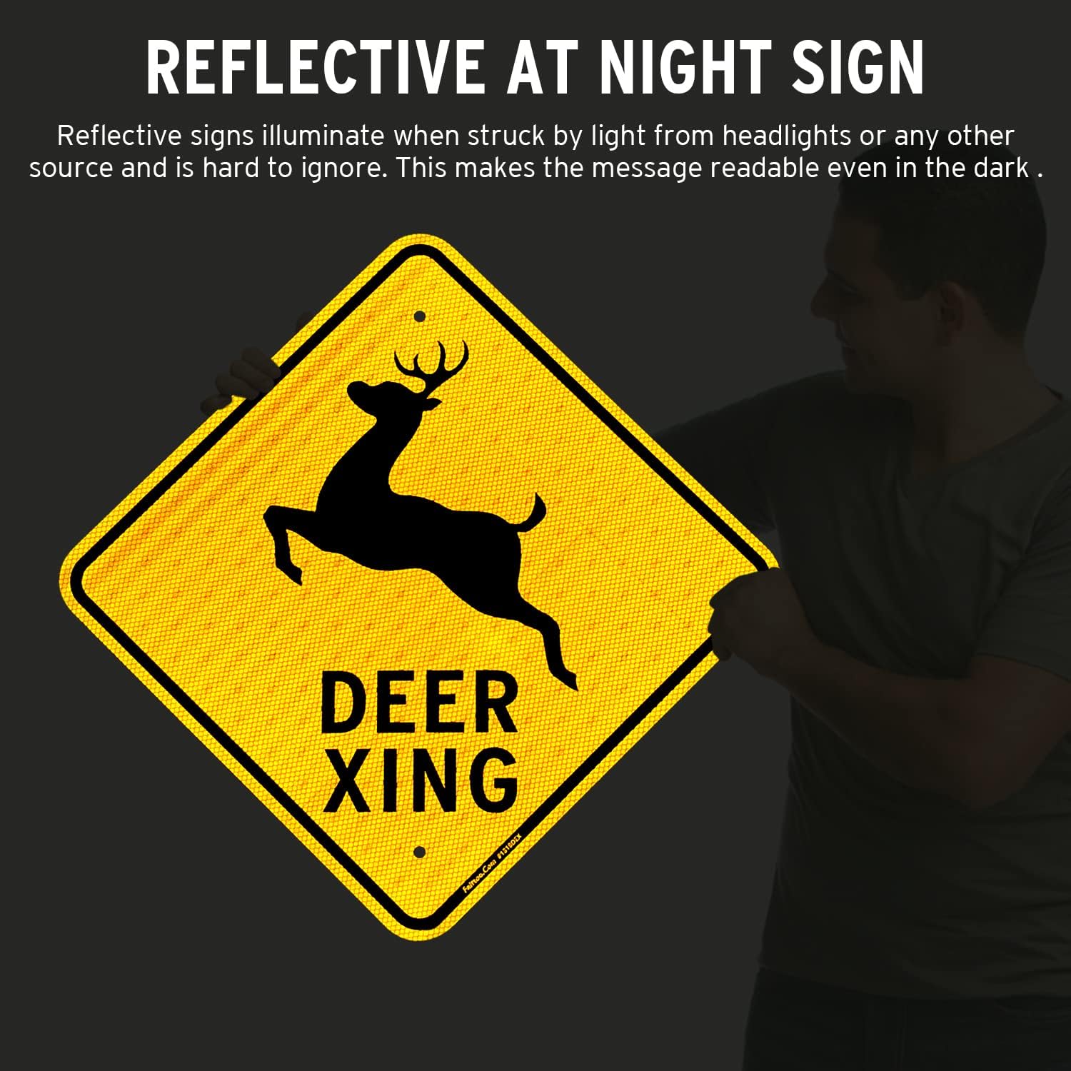 Faittoo "Deer Xing" Crossing Sign,18" x 18" Engineer Grade Reflective Aluminum Sign, Weather Resistant, Waterproof, Durable Ink, Easy to Install, 2-pack
