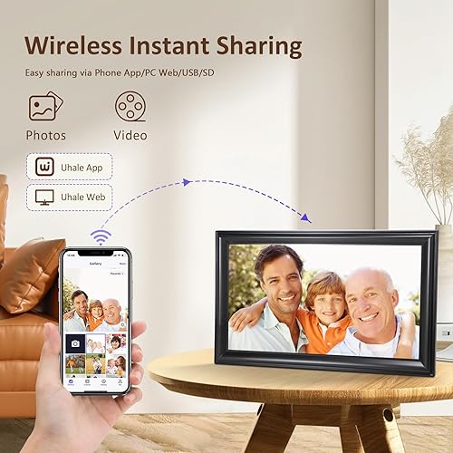 Miniatura 23 de Marco de fotos digital WiFi de 10.1 pulgadas, pantalla táctil IPS de 1280 x 800HD, marco de fotos digital electrónico, memoria de 16 GB, rotación