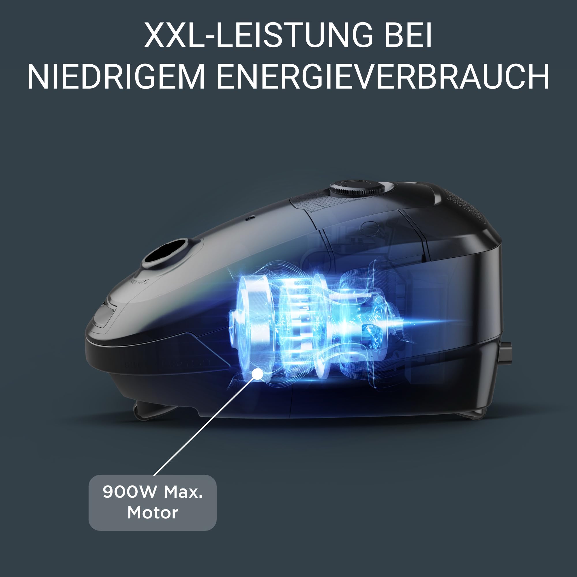Rowenta Power XXL Bodenstaubsauger mit Beutel - 900 Watt, 4,5 L Staubbeutel, 12 m Aktionsradius, 3-stufige Filterung, inkl. Parkettdüse, 2in1 Fugendüse, Polsterdüse, Petrol-Grau, RO3143