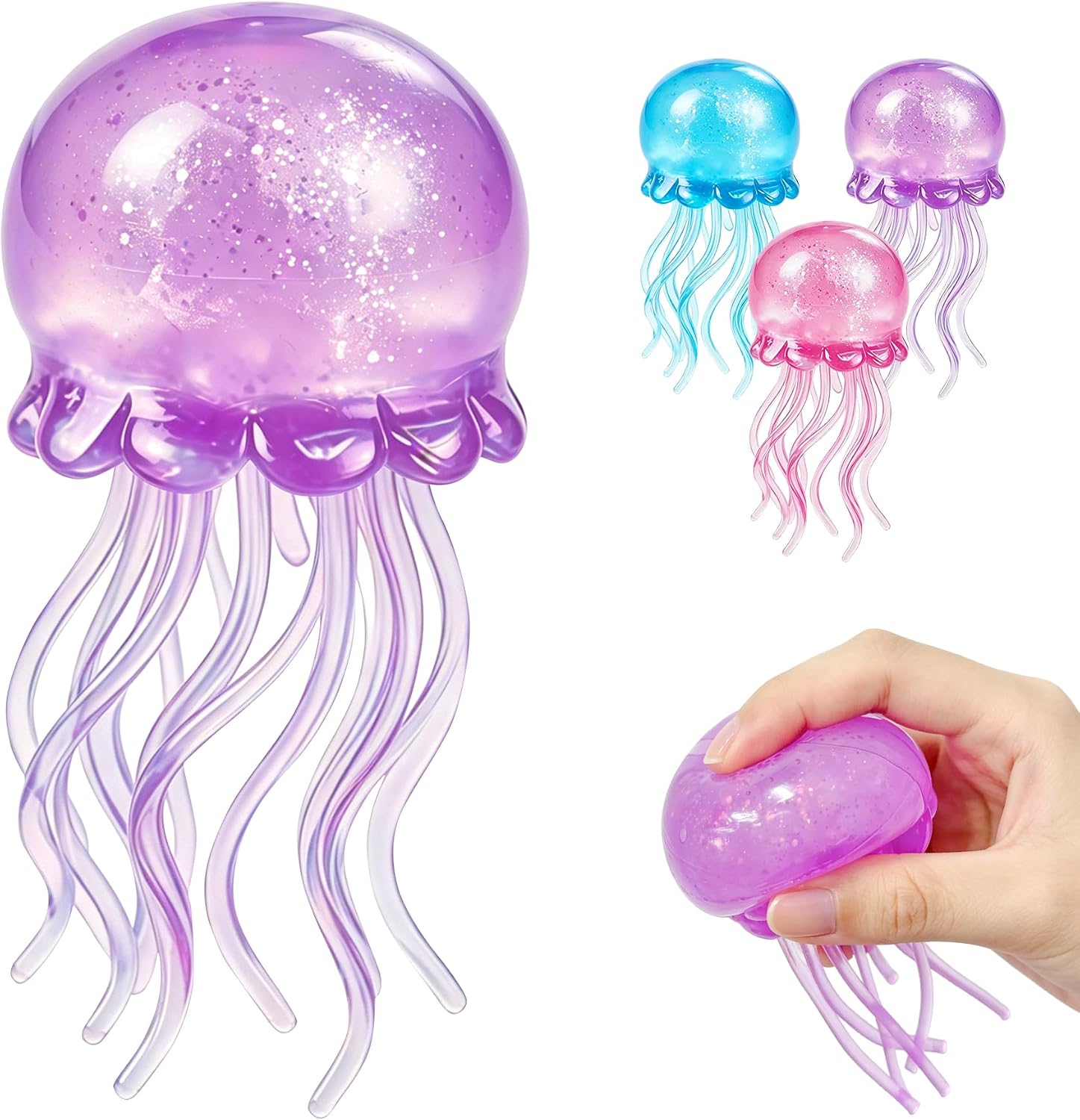 Jellyfish Squishy, 3.78in Squeeze Toys Slow Rise Squishies Sensory Fidget Toys Perfect Small Gifts for Party Classroom Family Suitable for Adults Teenagers and Children (Purple)