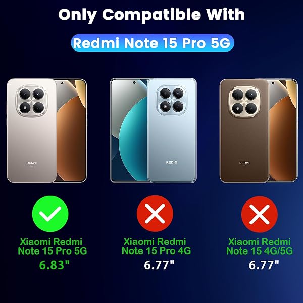 Yohii Case for Xiaomi Redmi Note 15 Pro 5G (Not for Pro 4G) with 2 Tempered Glass, 【Camera Protection】 Military Protection Case Ultra Thin Shockproof Anti-Scratch Case – Transparent - 2