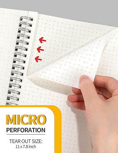 Miniatura 4 de SUNEE Cuaderno de puntos en espiral  Diarios grandes en espiral de 85 x 11 pulgadas papel punteado de 423ozm de grosor paquete de 3 cuadernos de