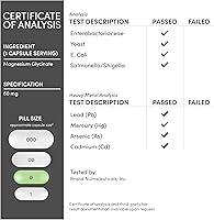 Vista 5 de Glicinato de magnesio 400 mg, 90 cápsulas (apto para veganos, probado por terceros, sin gluten, sin OMG) Magnesio de alta absorción de Double Wood