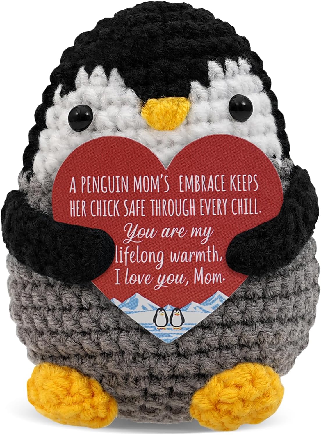Mothers Day Birthday Gifts for Mom from Daughter Son, Handmade Crochet Penguin Gift for Mom Mama Mother in Law Bonus Step, Emotional Support Moms Gifts Idea, Mother's Day Warm Gift Pocket Hug
