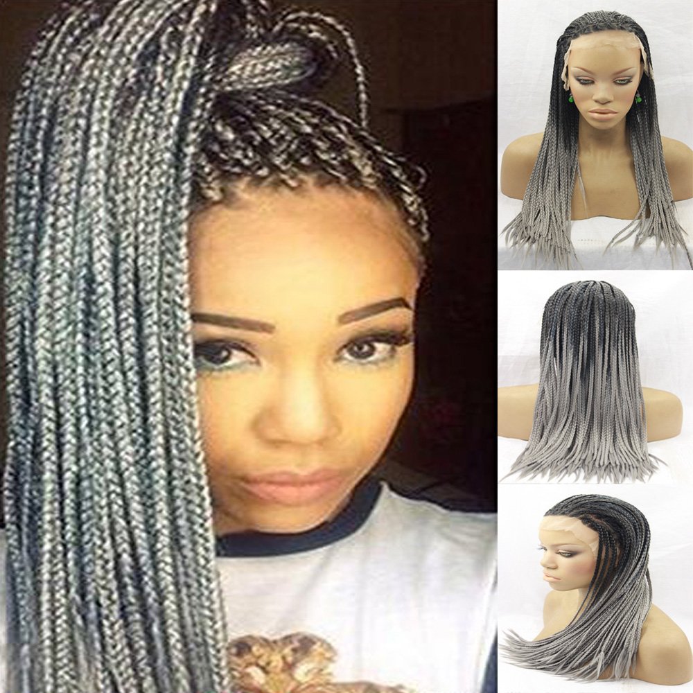 Buy Natural Heat Resistant Fiber Braided Ombre Gray Synthetic Lace