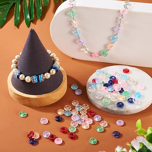 Miniatura 2 de Cheriswelry 90 cuentas europeas de cristal en forma de dona, cuentas transparentes con agujeros grandes, abalorios de cristal de 2564 pulgadas