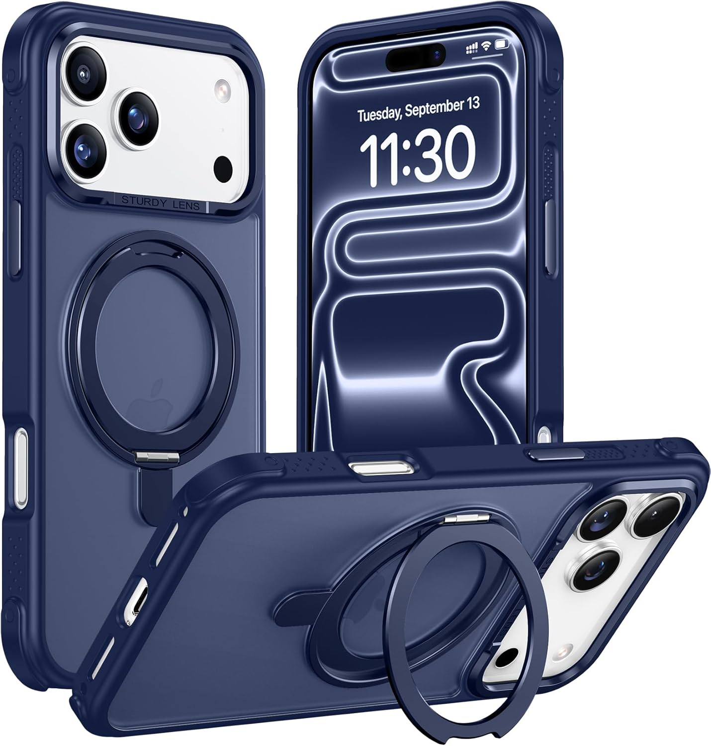 Temdan Designed for iPhone 17 Pro Max Case,[with 360°Rotatable Invisible Magnetic O-Ring Stand][Military Grade Shockproof][Compatible with MagSafe] Anti-Slip Translucent Matte Phone Case 6.9" 2025