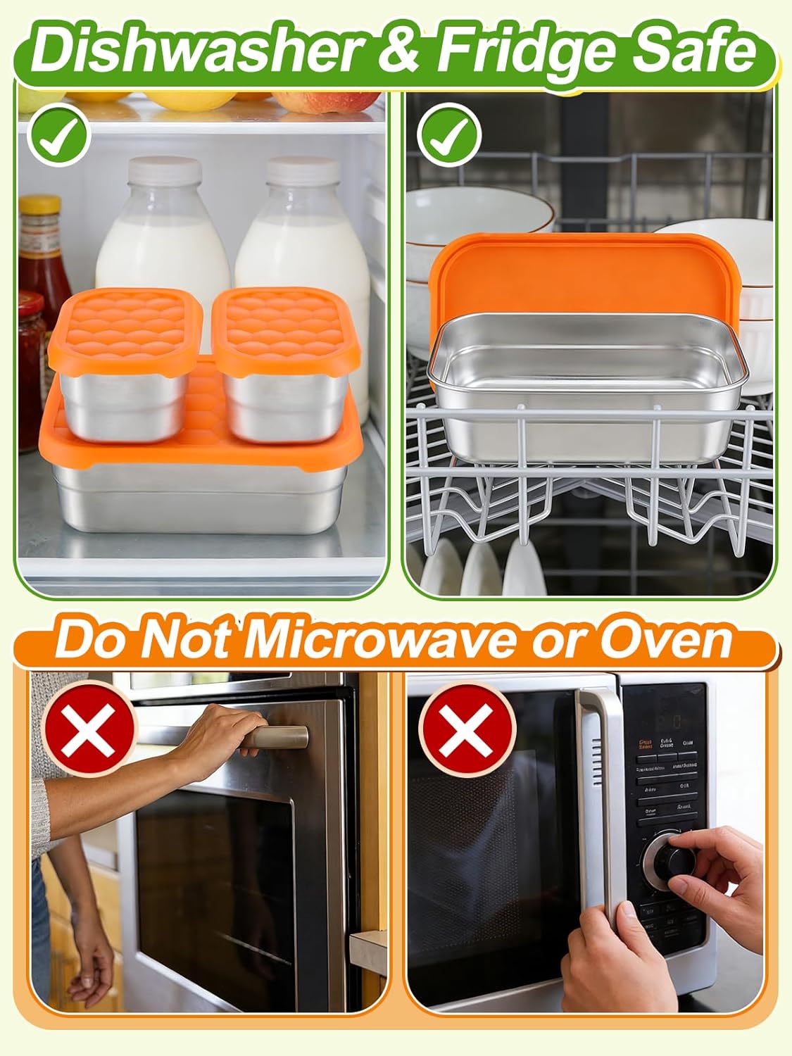 Alphatool 3pcs Leakproof Stainless Steel Lunch Box for Kids - Portable 24 oz Bento Box & 8oz Snack Containers for Daycare School Office Camping Picnic, Dishwasher safe - Image 5