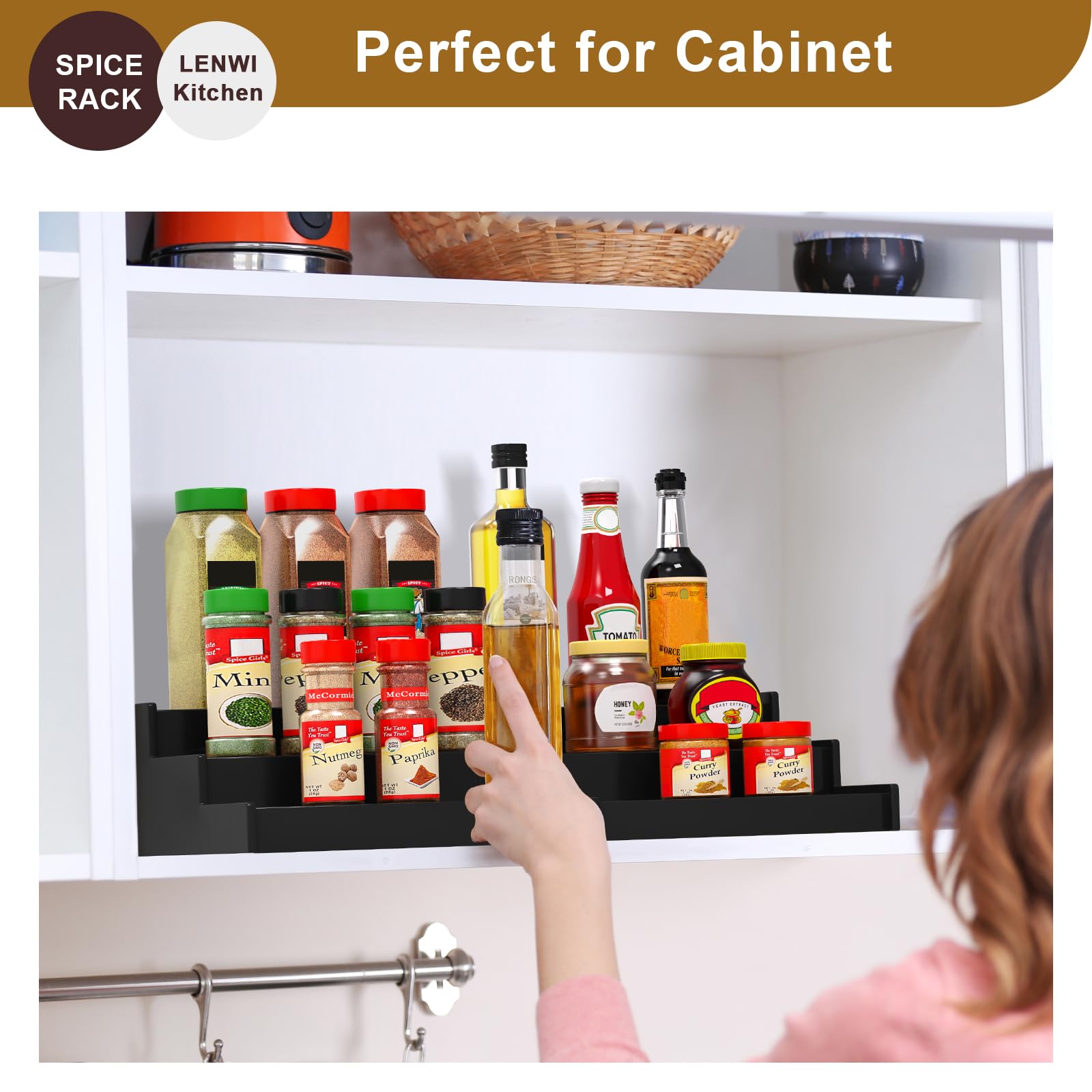 STELLSTAR Étagère à épices Pour Comptoir, Pots D'assaisonnement En Bambou, étagère De Rangement, Murale Murale, 40,2 Cm L X 12,6 Cm P X 40 Cm H (noyer