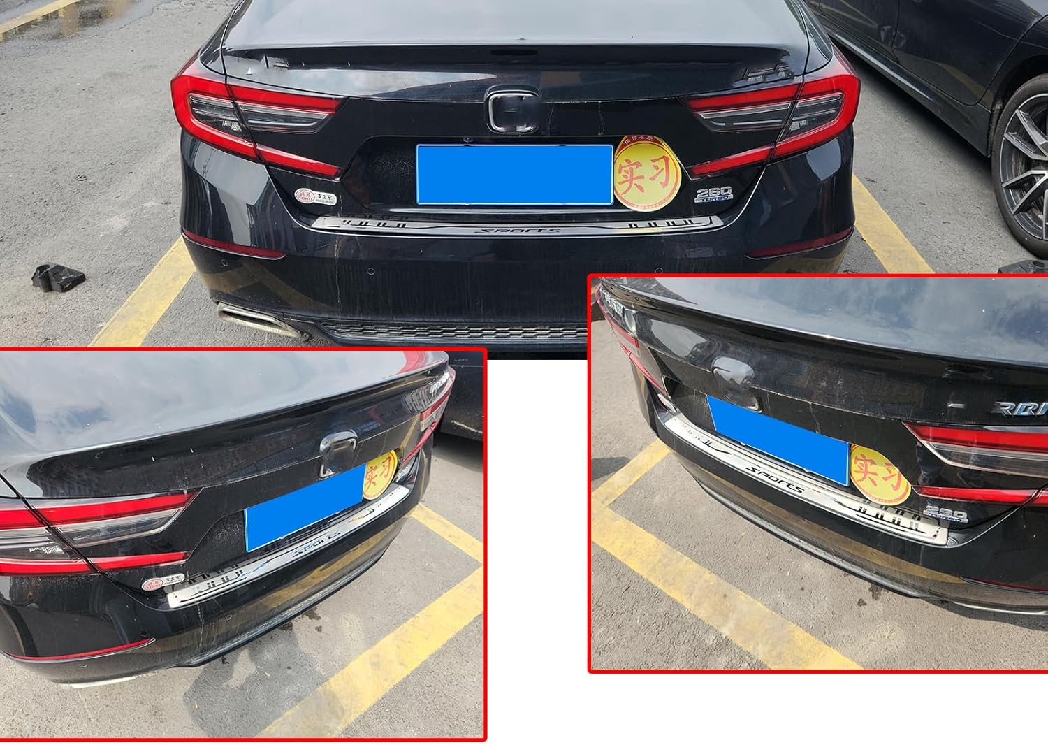 Steel Rear Bumper Protector Topper Accessories for Honda Accord 2024 2023 2022-2018, Custom Bumper Guard Cargo Door Sill Trim Plate - Easy Installation