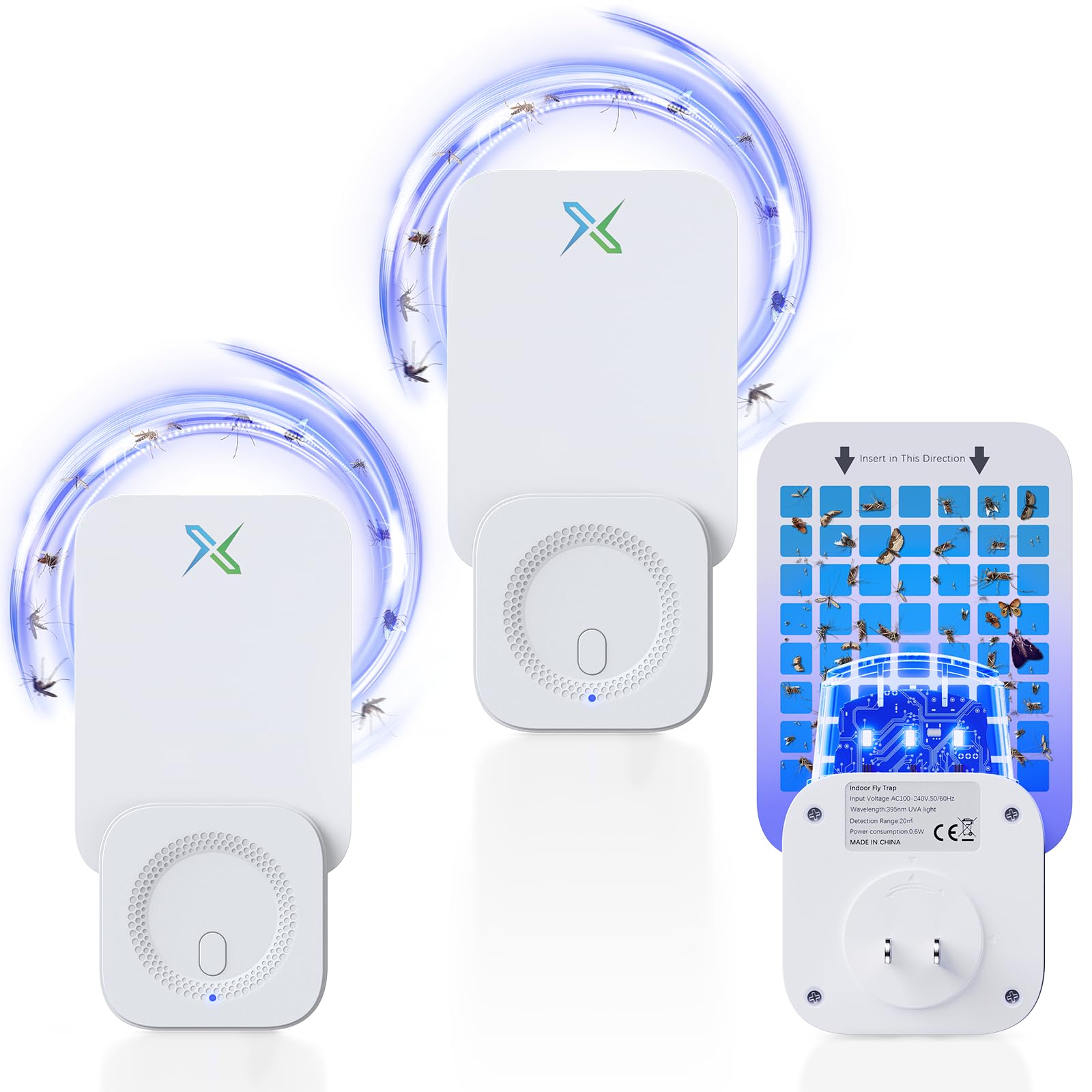 Indoor Flying Insect Trap with UV and Blue Light for Fruit Flies, Gnats, Mosquitoes, Flies, Moths, and House Flies Traps for Home - Bug Catcher Light Trap