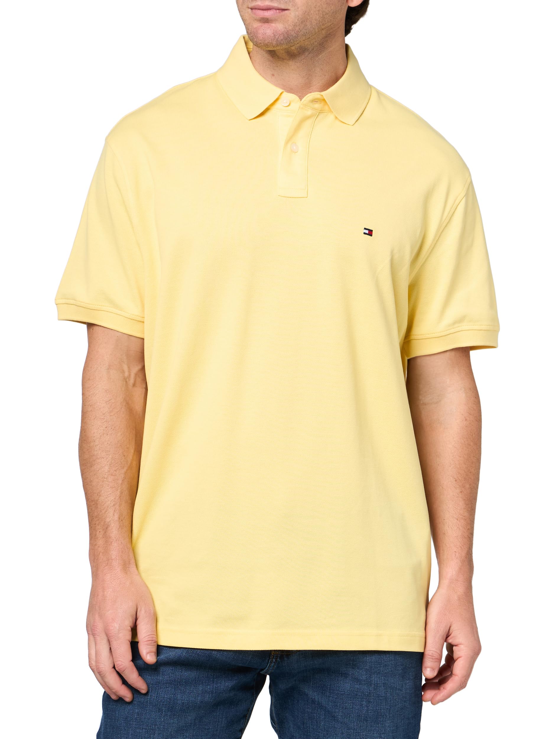 Tommy Hilfiger Men's Short Sleeve Polo Shirts in Classic Fit with Stretch and Organic Pique Cotton