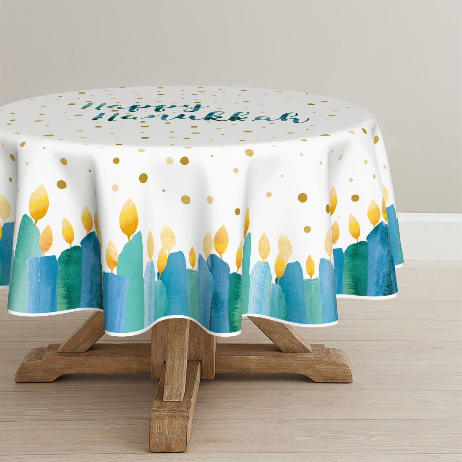 Horaldaily Hanukkah Tablecloth 60x140 Inch Rectangle,Candles Table Cloth Holiday Table Cover for Party Dinner Decor