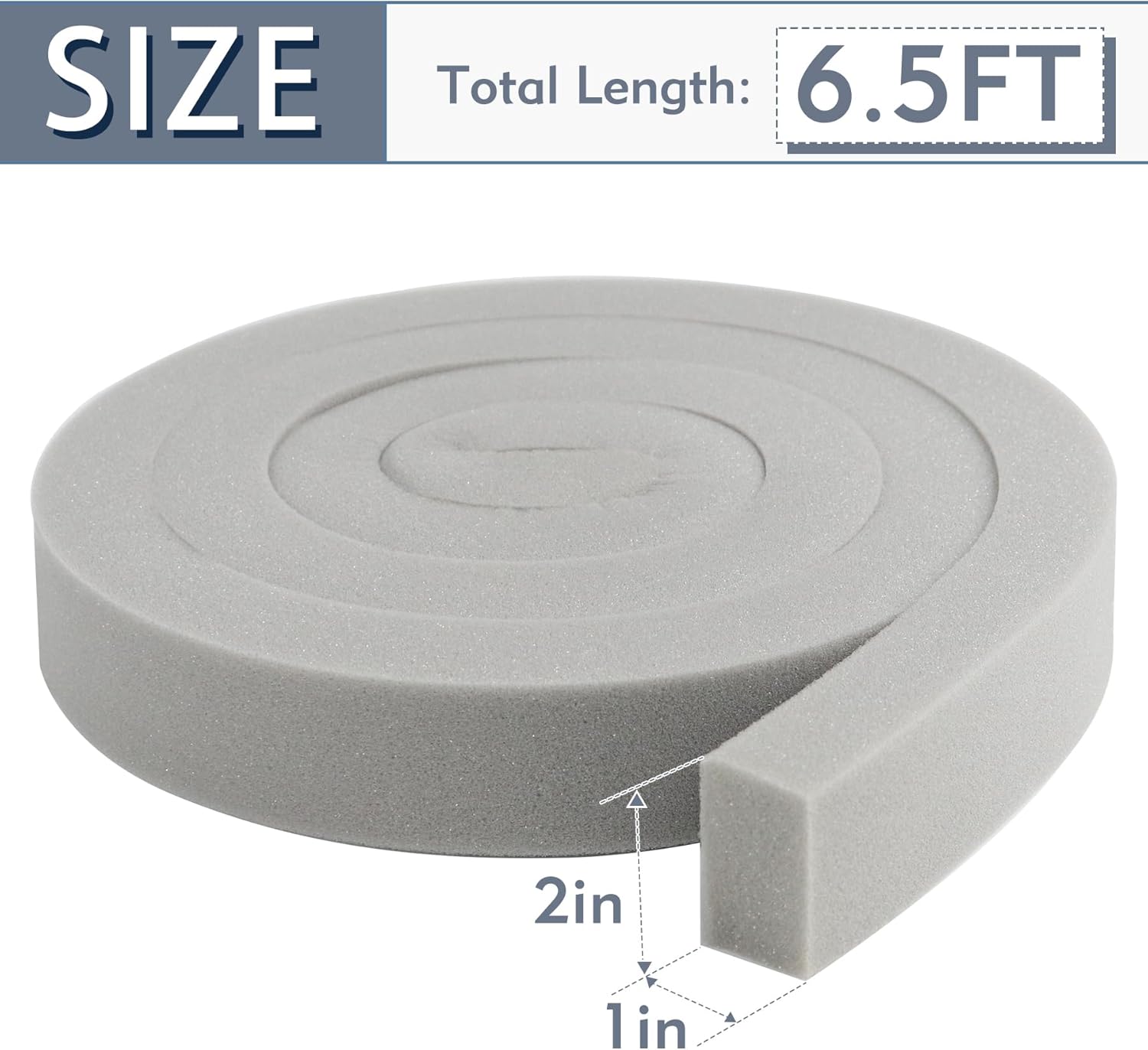 Flamorrow Window Air Conditioner Foam Seal Insulating Strip, 2 x 1 Inch Window Gap Foam Seal Strip, 6.5 Feet Long, Non-Adhesive Thick Foam Weather Stripping