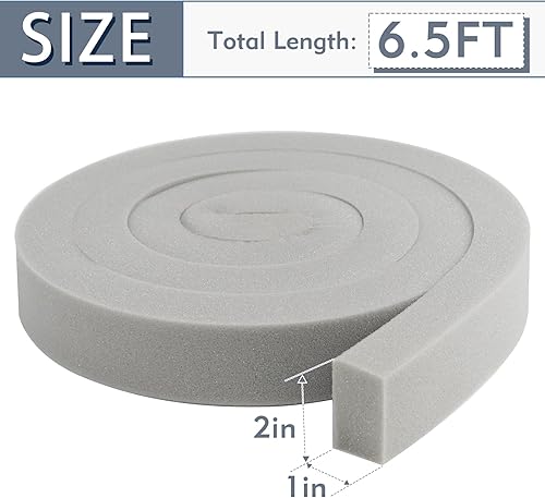 Miniatura 2 de Flamorrow Tira aislante de espuma para aire acondicionado de ventana, tira de sellado de espuma para ventana de 2 x 1 pulgada, 6.5 pies de largo,