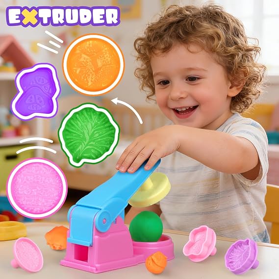 VConejo Dough Tools Set for Kids, 26 pcs Dough and Clay Accessories with Stamps, Animal Cutters, Rollers, Extruder, Dinosaur Dough Play Molds, Educational Toys for Boys Girls