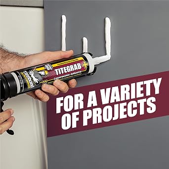 Titebond TiteGrab Plus Construction Adhesive 9 Oz. Bonds Wood, Metal, Concrete, Tile, Foam & More, Instant Grab, Fast Strength, Waterproof, All-Weather Use 6701