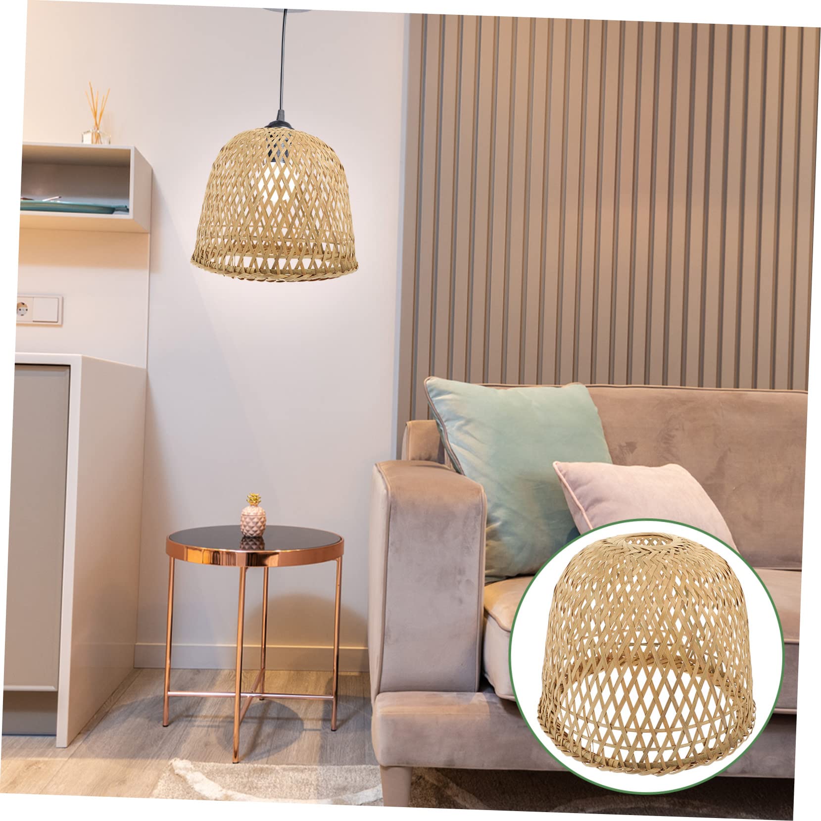 Artibetter Bambus-Lampenschirm Rattan-Lampenschirm Hngeleuchten  Lampenschirme Fr Stehlampen Geflochtener Pendelleuchtenschirm Birnenschutz  Kfig Kronleuchter Rattan-Schirm : Amazon.de: Beleuchtung
