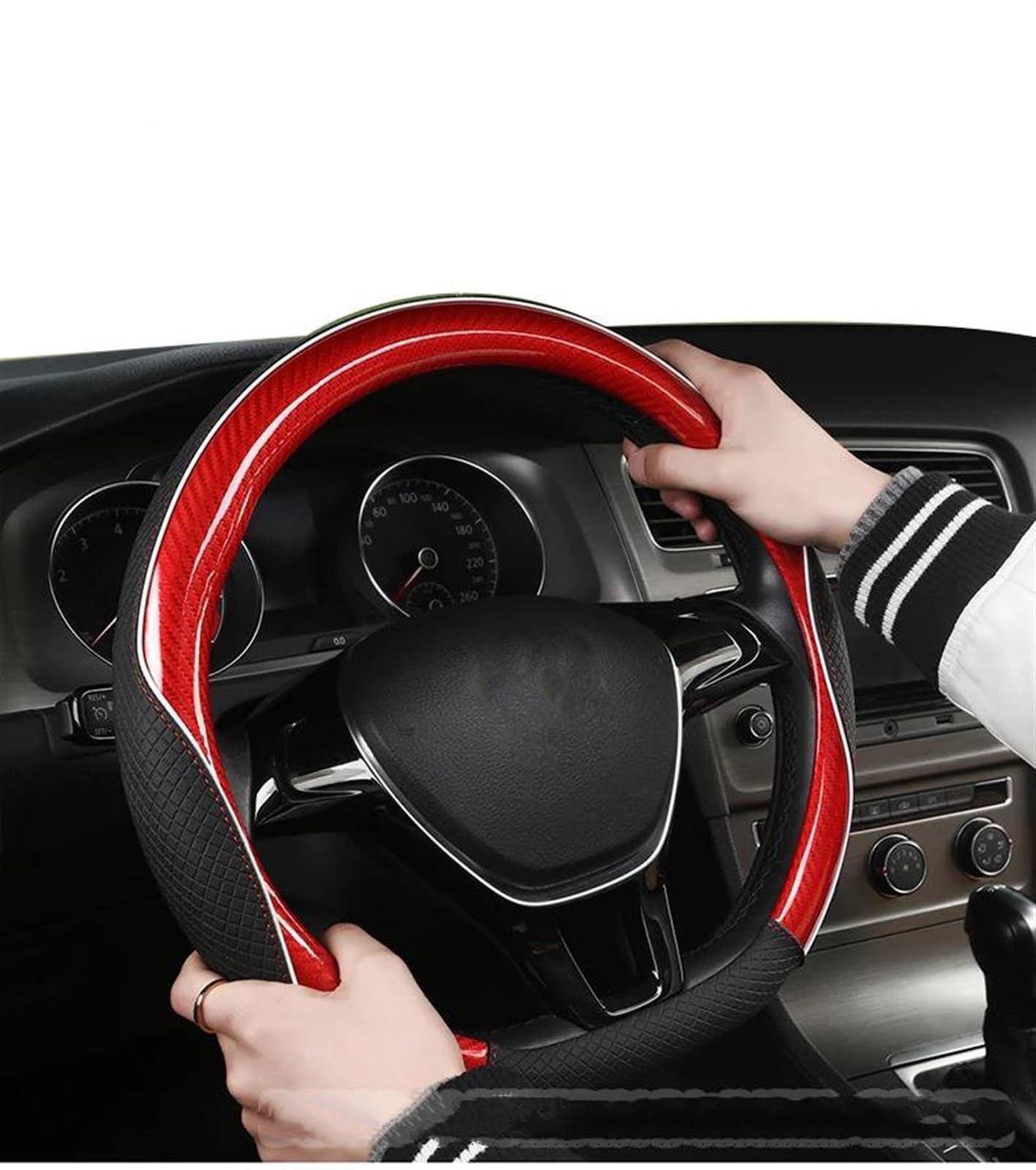 Accessori Per Lo Styling Auto In Pelle Microfibra Per Suzuki Per Swift Copertura Protettiva Per Volante Per(White O shape)