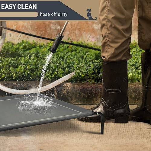 Miniatura 4 de Cama elevada para perros grandes, cama elevada para mascotas para interiores y exteriores, cuna refrescante portátil para cachorros con malla