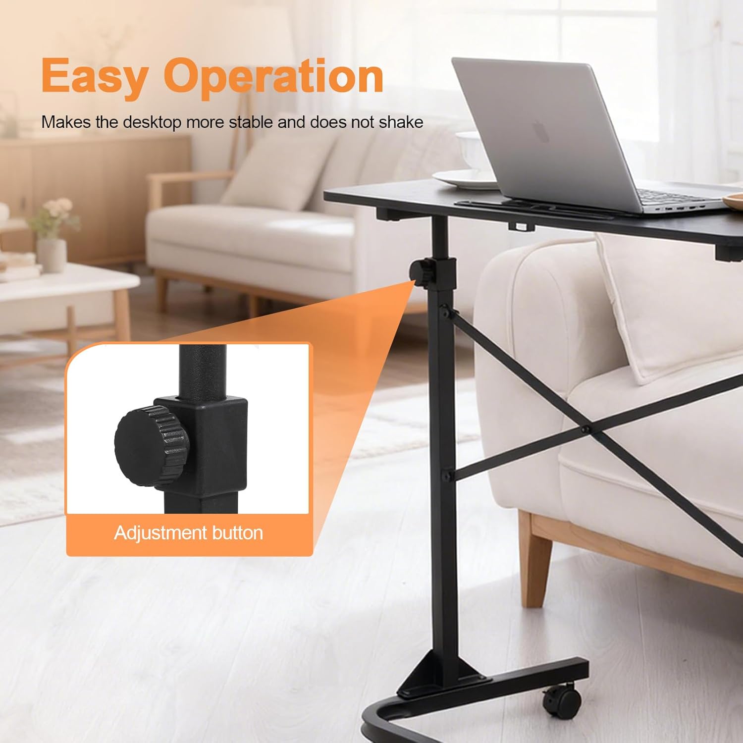 Treadmill Desk, Adjustable Height (28-49 Inch) Rolling Standing Desk with Wheels, Portable Laptop Table for Walking Pad, Spin Bike & Exercise Bike, 31x16 inch Mobile Workstation for Home Office