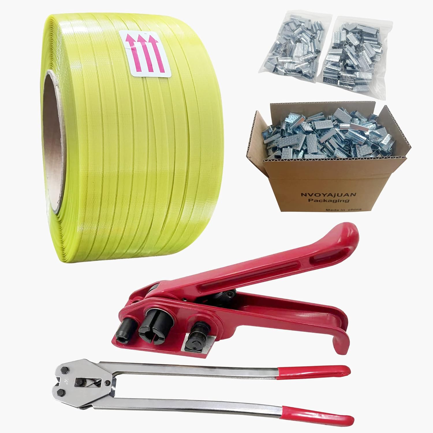 Packaging Heavy Duty (660Lbs) Strapping Kit and 500 Strapping Seals