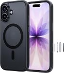 NIMASO pour iPhone 16 Pro Max Cas, compatible avec MagSafe,Protection militaire antichoc, boîtier de téléphone magnétique anti-rayure mince pour iPhone 16 Pro Max (6.9 ench),Translucide noir MagSafe
