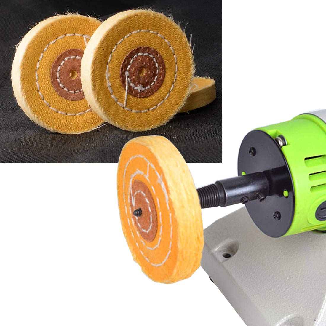 Yellow 6" 150mm Small Hole Spiral Stitched Cleaning Buffing Polishing Wheel Cotton for Bench Grinder for Metal Aluminum,Stainless Steel,Chrome,Jewelry,Wood,Plastic,Ceramic,Glass,etc - Image 2
