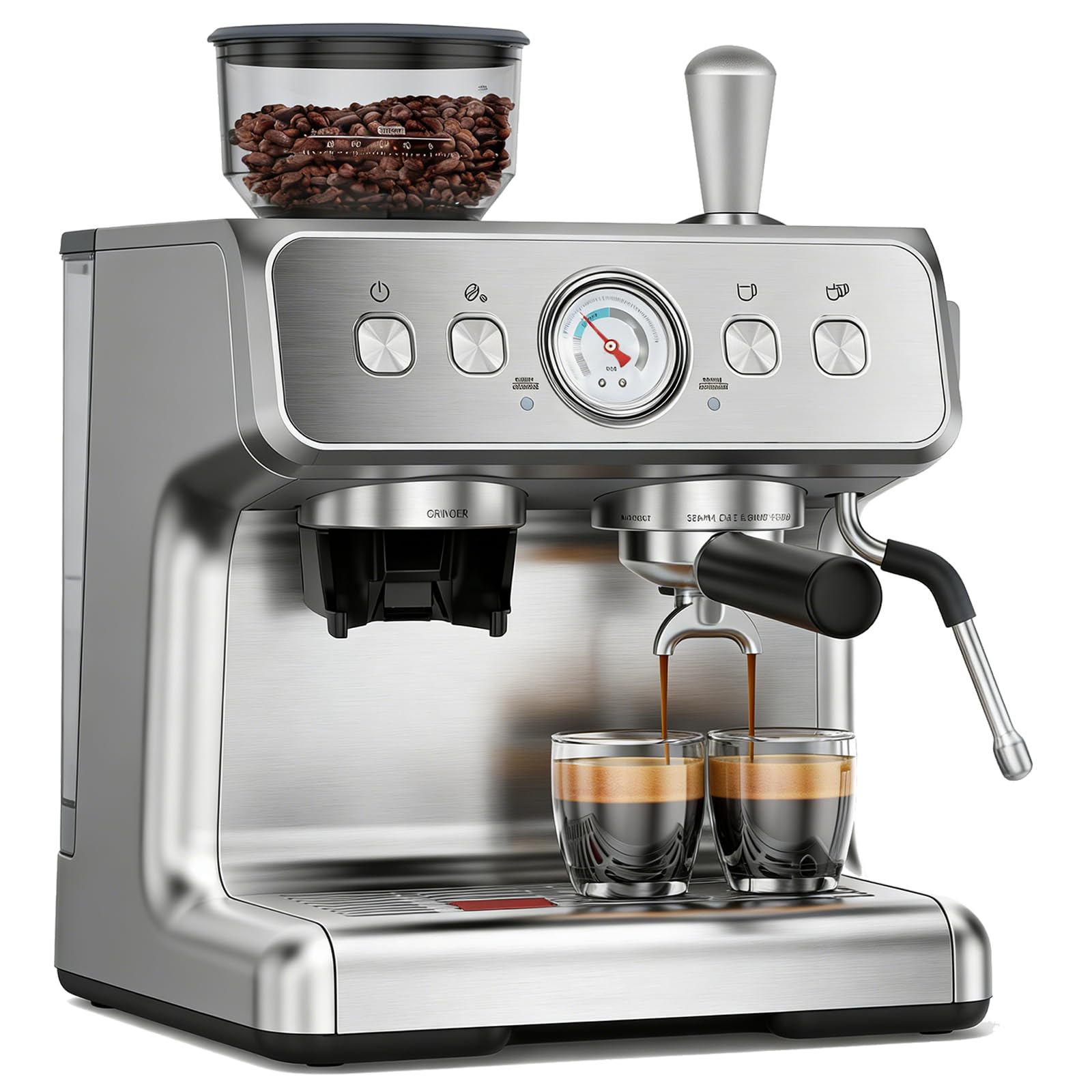 COWSAR Dual Boiler Espresso Machine with Grinder, Commercial Expresso Coffee Machines,Use Milk Frother and Brew Coffee Machine Simultaneously, Coffee Maker Cappuccino Latte, 95oz Water Tank Dual Boiler Espresso Machine for Home