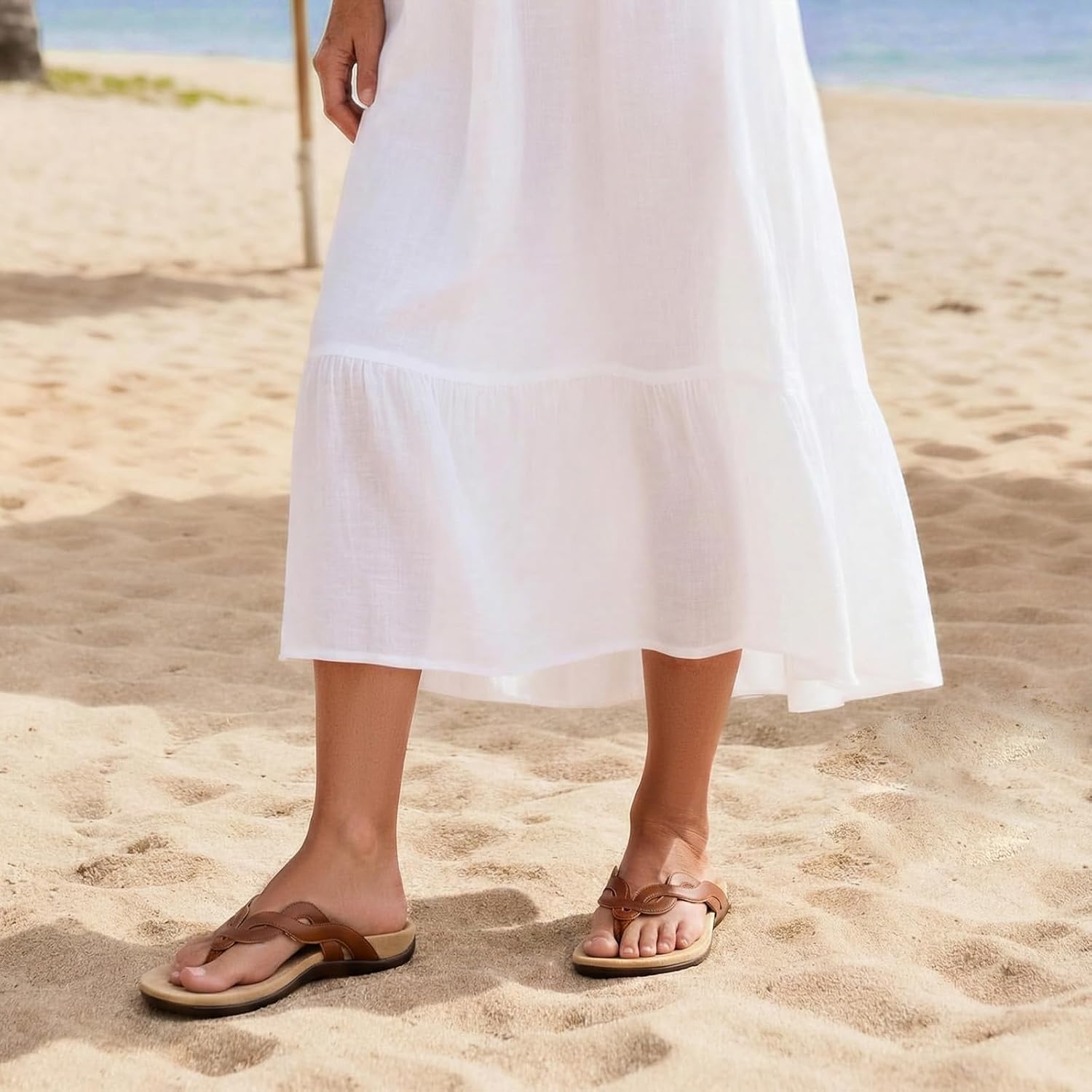 Rihero Women's Orthopedic Arch Support Sandals Orthotic Flip Flops Comfortable Slip On Thong Flat Sandals - Image 2