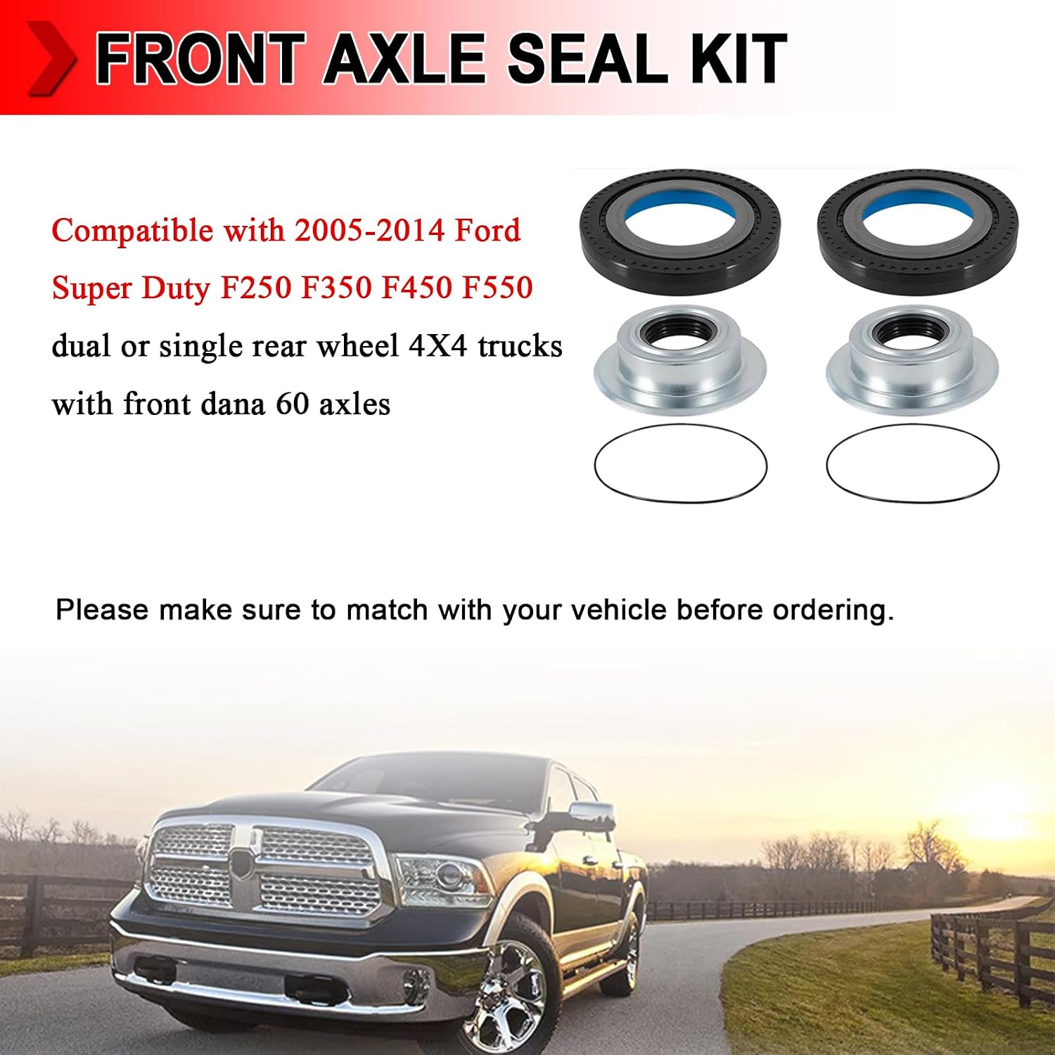 Front Axle Knuckle Tube Seal Kit Replace 2017426 2014835 54983