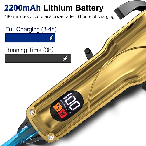 Miniatura 2 de Kit silencioso de aseo para perros, cortapelos para perros de 2000 mAh para pelos gruesos y pesados, cortapelos inalámbricos recargables