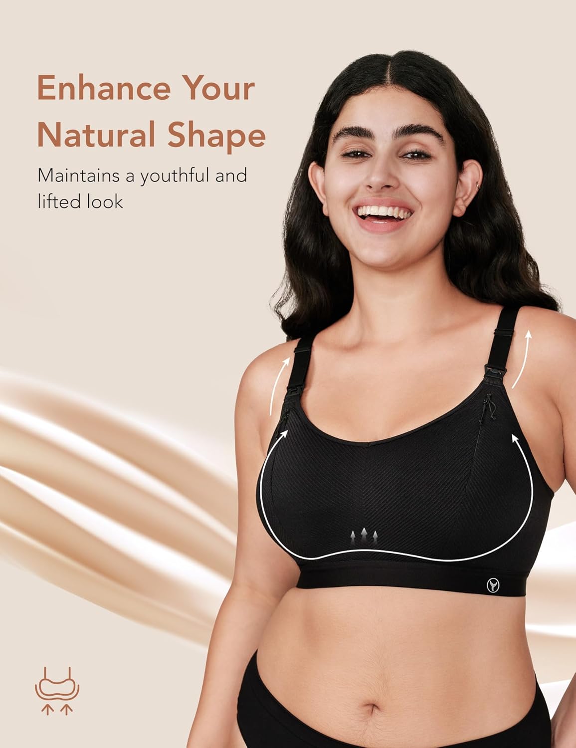 Pumping Bra Hands Free Zip Opening Design Seamless Nursing Bras for Breastfeeding High Support Nursing & Pumping Bra in One Black M - Image 5