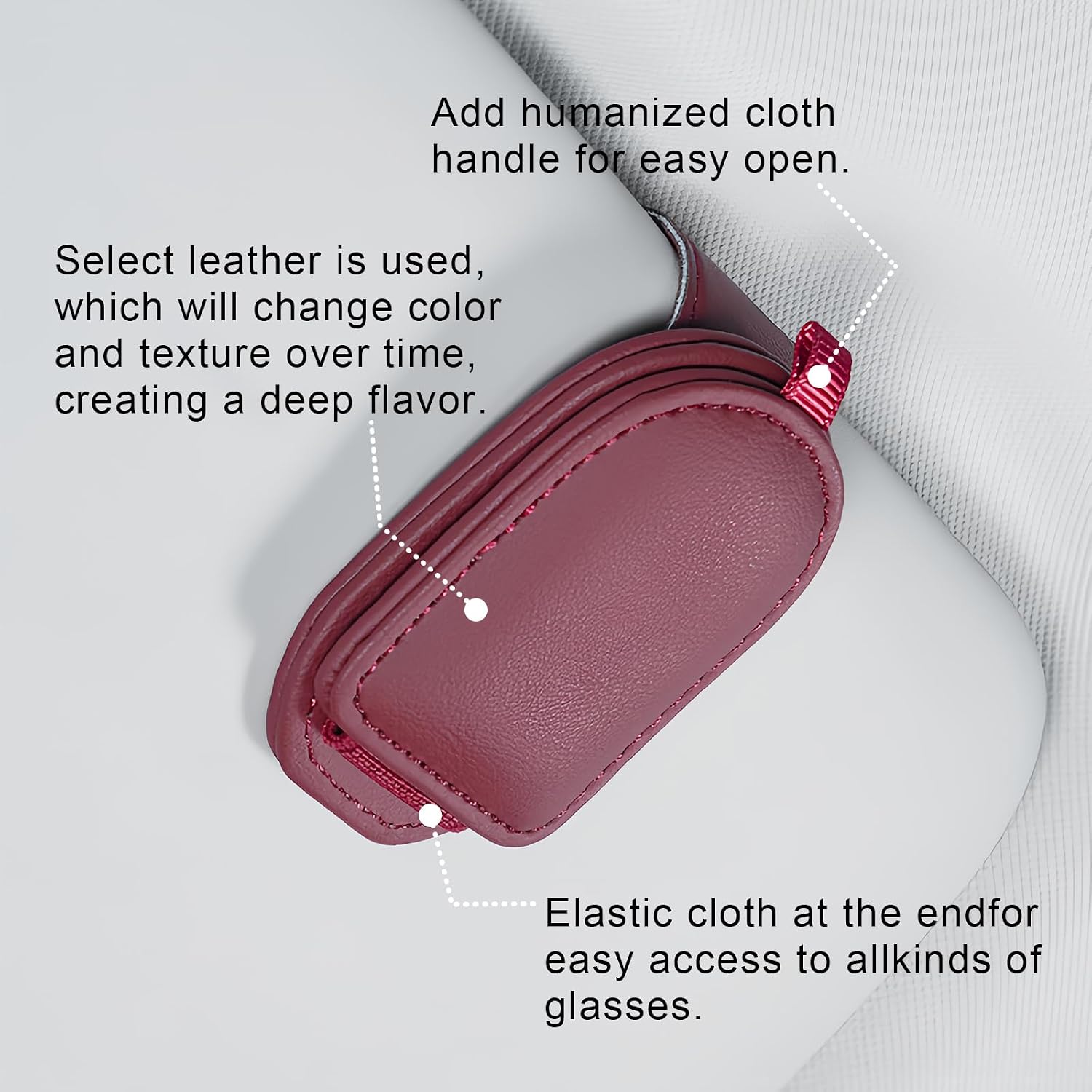 Sunglass Holder for Car Visor, Magnetic Leather Eyeglass Holder, Universal Car Sunglass Organizer Visor Accessories for SUV Truck Pickup, 2 Pack (Red) image 4