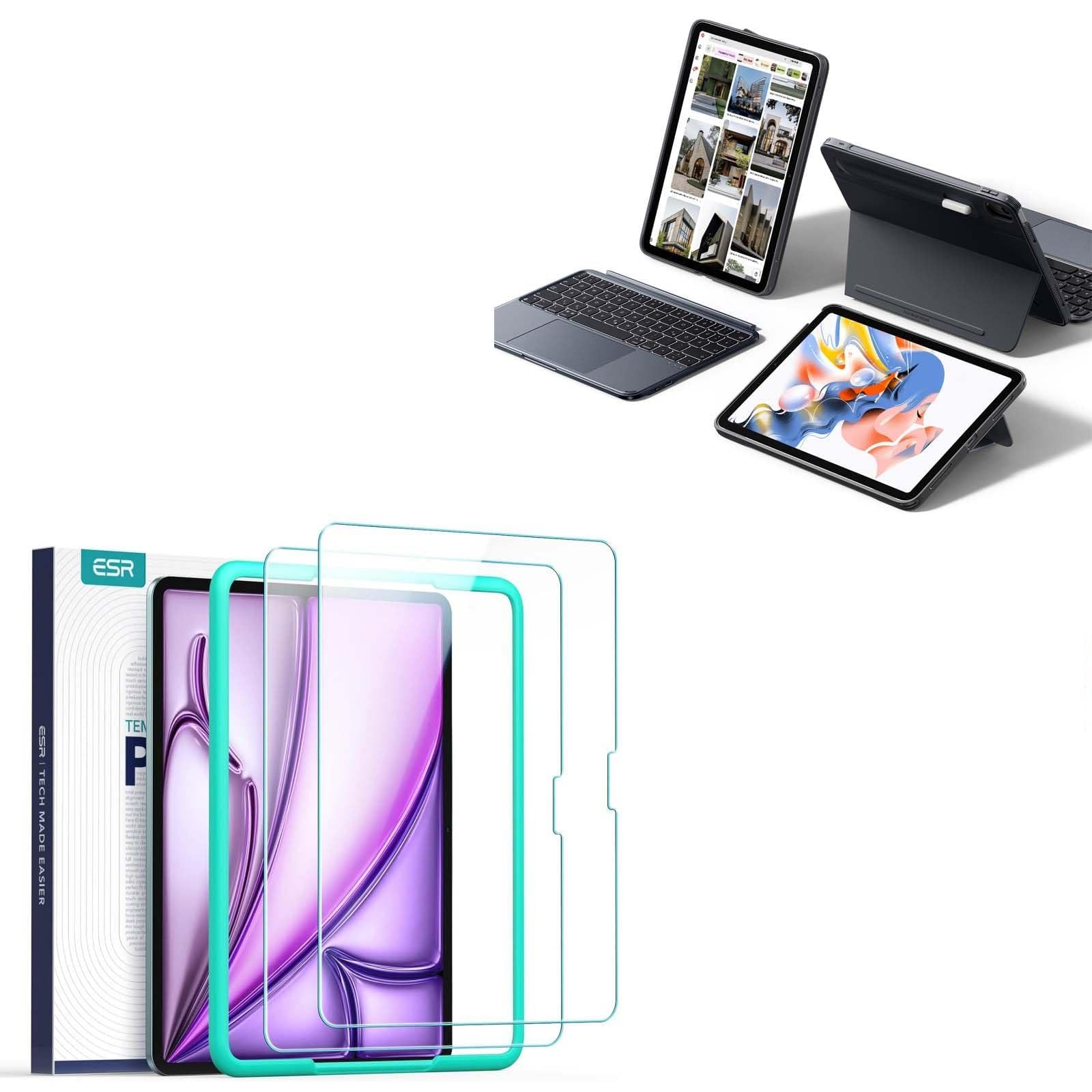 ESR für iPad Air 13 Zoll M4/M3/M2 2 Stück Panzerglas und Tastatur Hülle