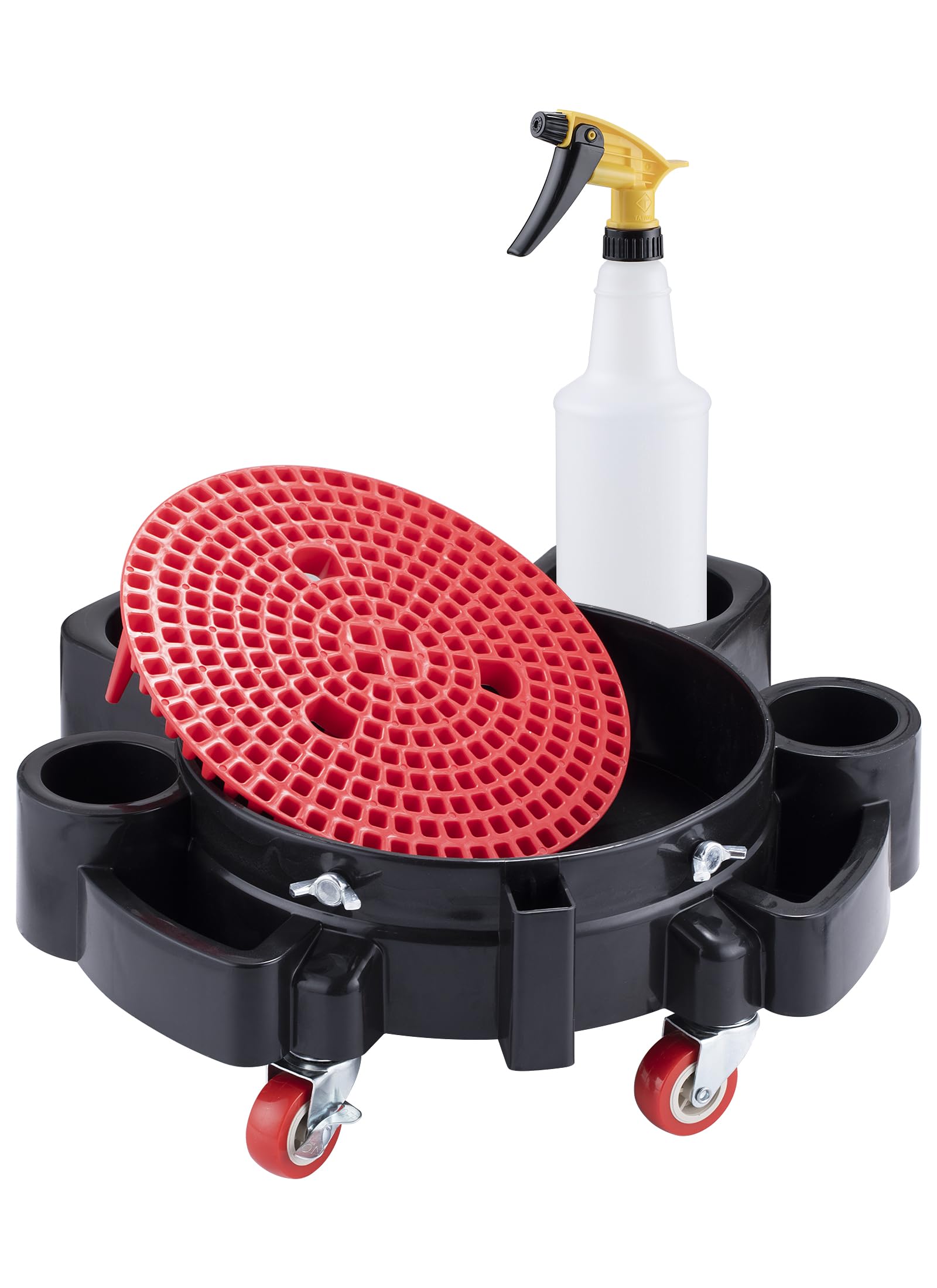 Chariot à seau avec roues – Seau de lavage roulant avec 5 roues et 2 roulettes verrouillables compatible avec les seaux de 9,5, 12,7 et 19,8 litres