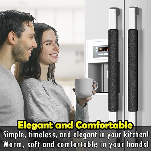 Vista 28 de Juego de 6 fundas de cuero para manijas de refrigerador, mantiene tu nevera, microondas, horno, estufa o lavavajillas limpio, mancha aceites sucios