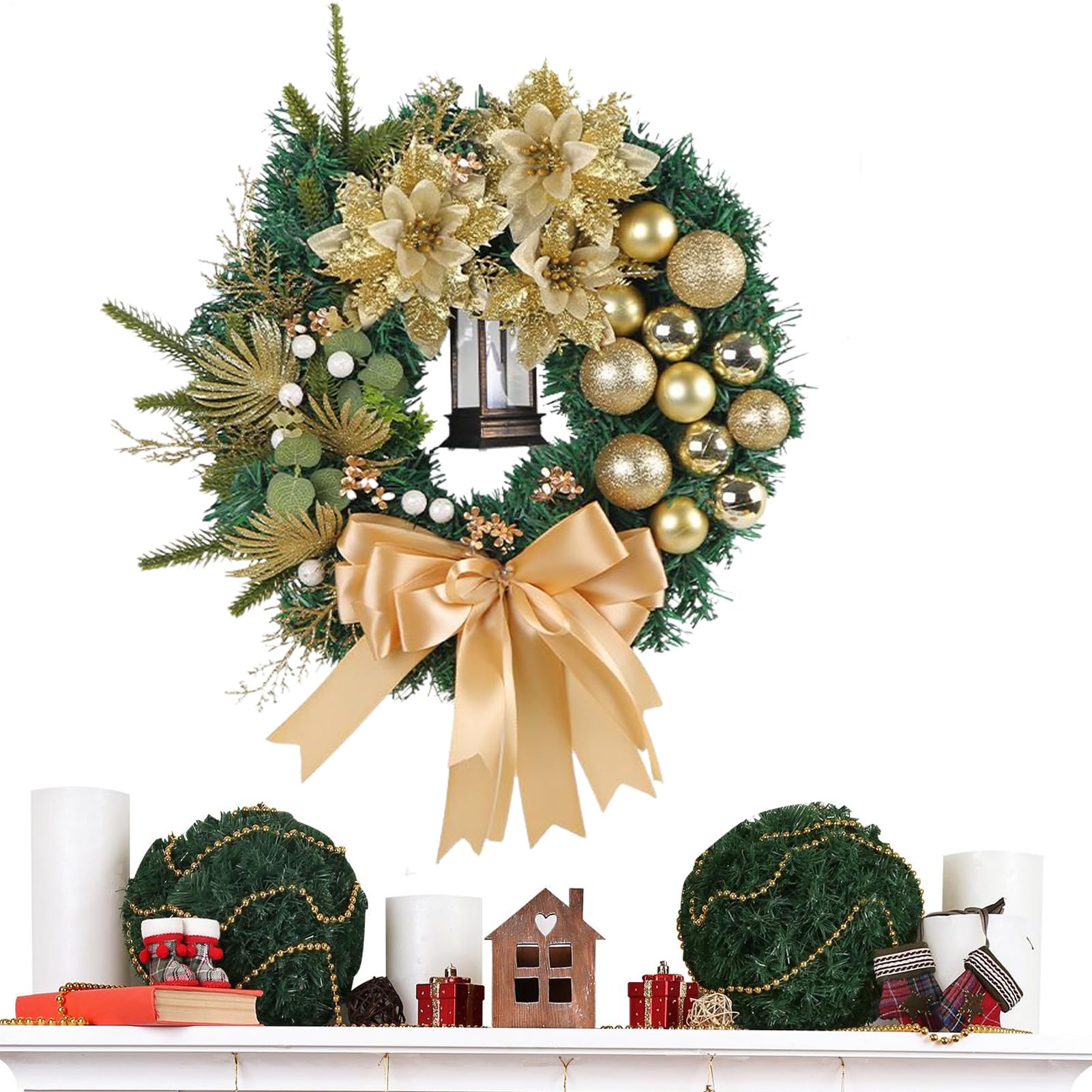 Weihnachtskranz Für Die Tür Mit Lichtern Weihnachtskranz Mit Künstlicher