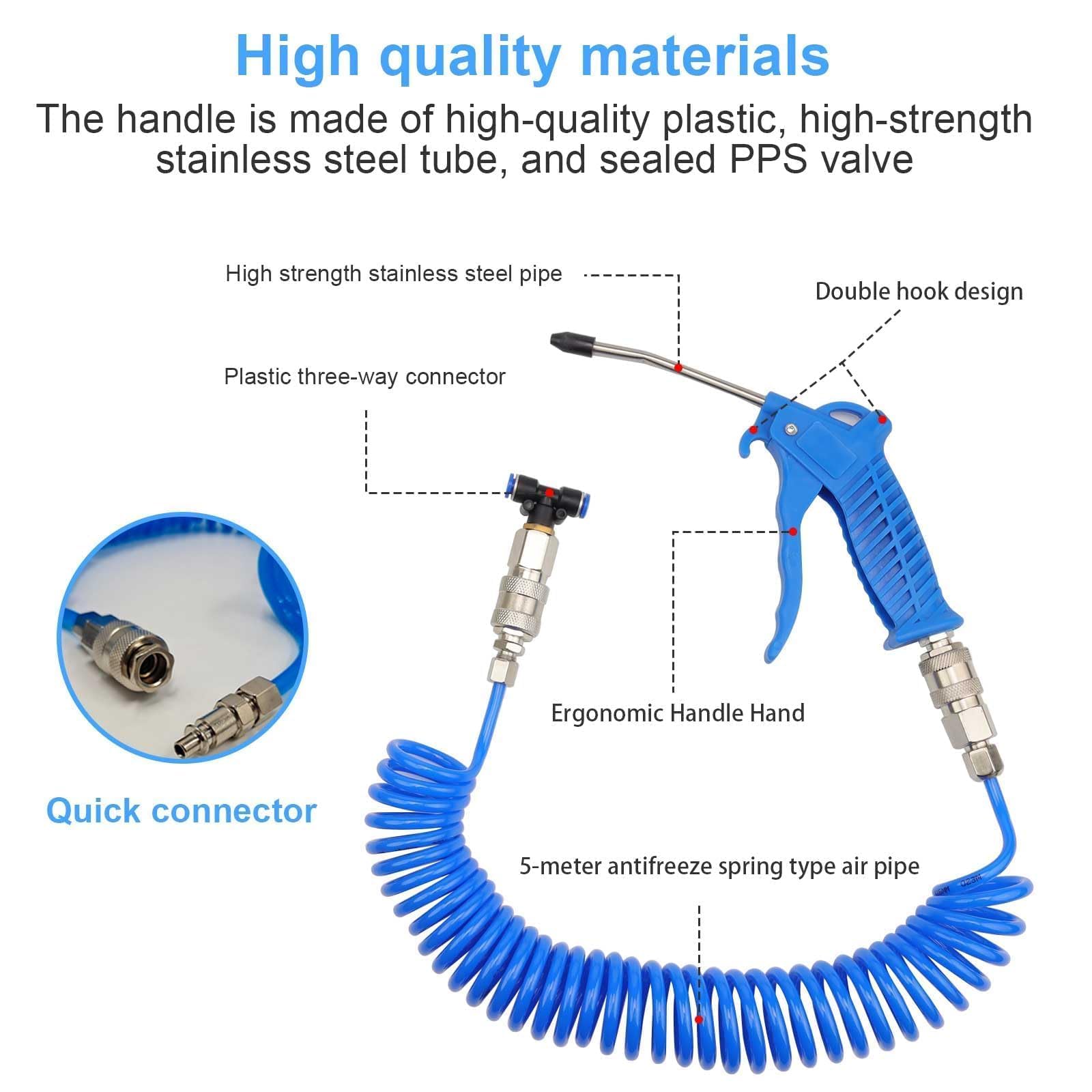 TIANLIN Spiraalslang, perslucht, 5 m lange PU-luchtslang, compressor