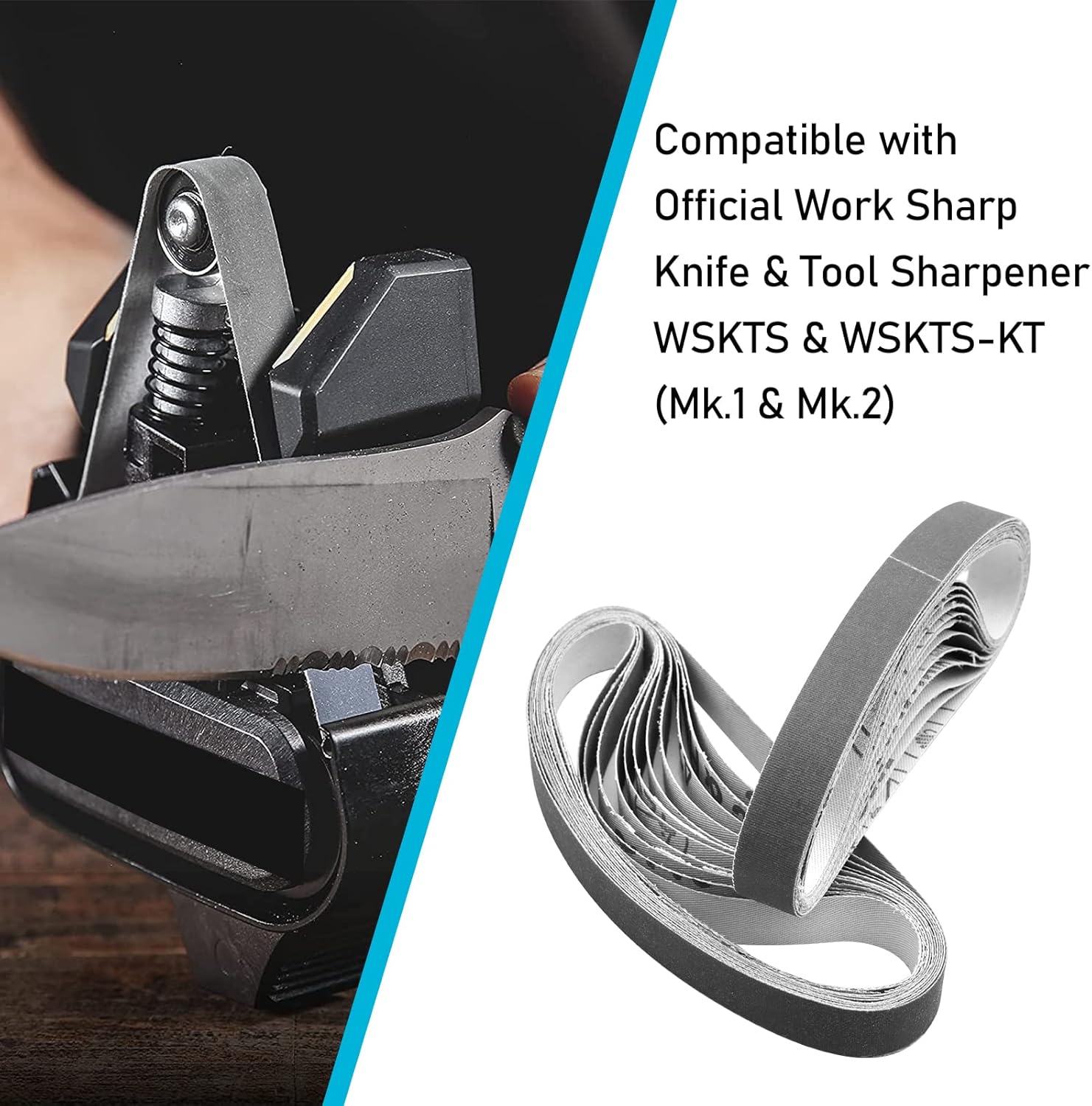 24 Pcs 1/2" x 12" Knife Sharpening Replacement Belts 1000 Fine Grit for Official Work Sharp Knife & Tool Sharpener (WSKTS & WSKTS-KT/Mk.1 & Mk.2)