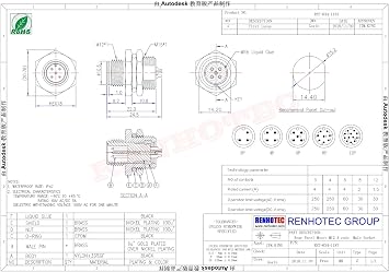 Elecbee M12 5 Pin Panel Mount Connector A Code Socket Male Shiled Contacts with Solder Waterproof Male 5 Pole Panel Mount M12 Connector