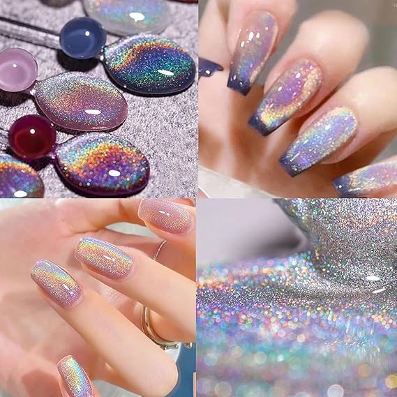 1 Bottle Rainbow Cat Eye Gel Nail Polish Chameleon Laser Gel Polish Magnetic Gel 15ml/0.5oz Soak Off UV LED (1 bottle with out magnets)