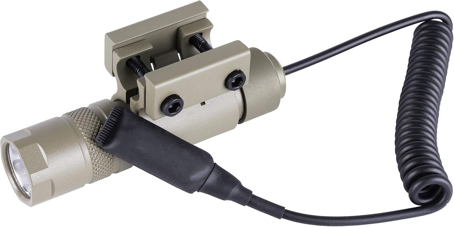 Monstrum 90 Lumens LED Flashlight with Rail Mount and Detachable Remote Pressure Switch | Flat Dark Earth