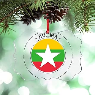 Christmas Ornaments 2022 Burma Flag Ornaments for Christmas Trees Burma Country City Souvenir Patriotic Personalized Christmas Ornaments Holiday Christmas Keepsake New Year Gifts