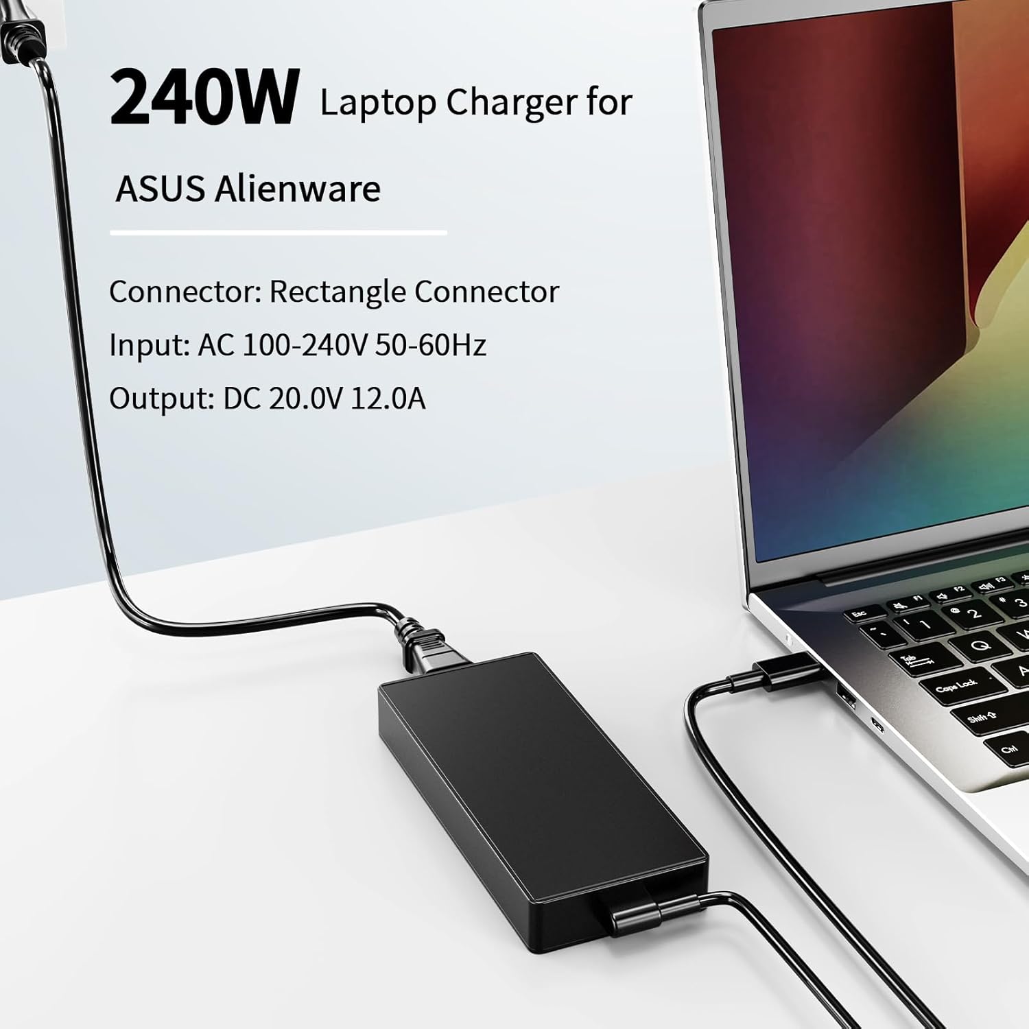 240W AC Charger for ASUS ROG Zephyrus G16 GU605 GU605MY GU605MZ GU605M GU605MZ-XS96 GU605MY-XS96, Rectangle Connector, Replacement ADP-240EB B Power Supply Adapter