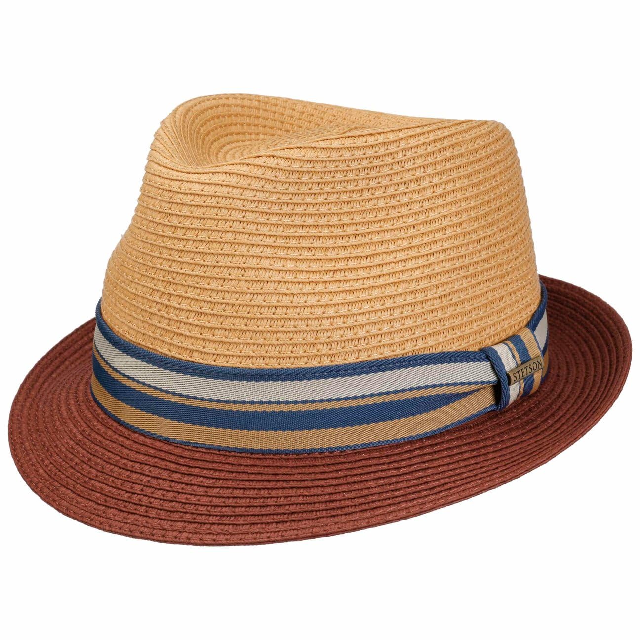 Stetson Licano Toyo Trilby Straw Hat Men UV Protection 40+ Two-Tone Brim Fedora Spring Summer