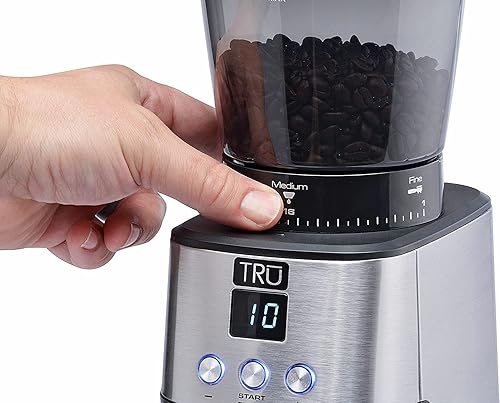 Miniatura 2 de TRU Molinillo de fresas cónicas  Molinillo de granos de café personalizable  Cuenta con 30 ajustes de molienda, tiempo de molienda ajustable y