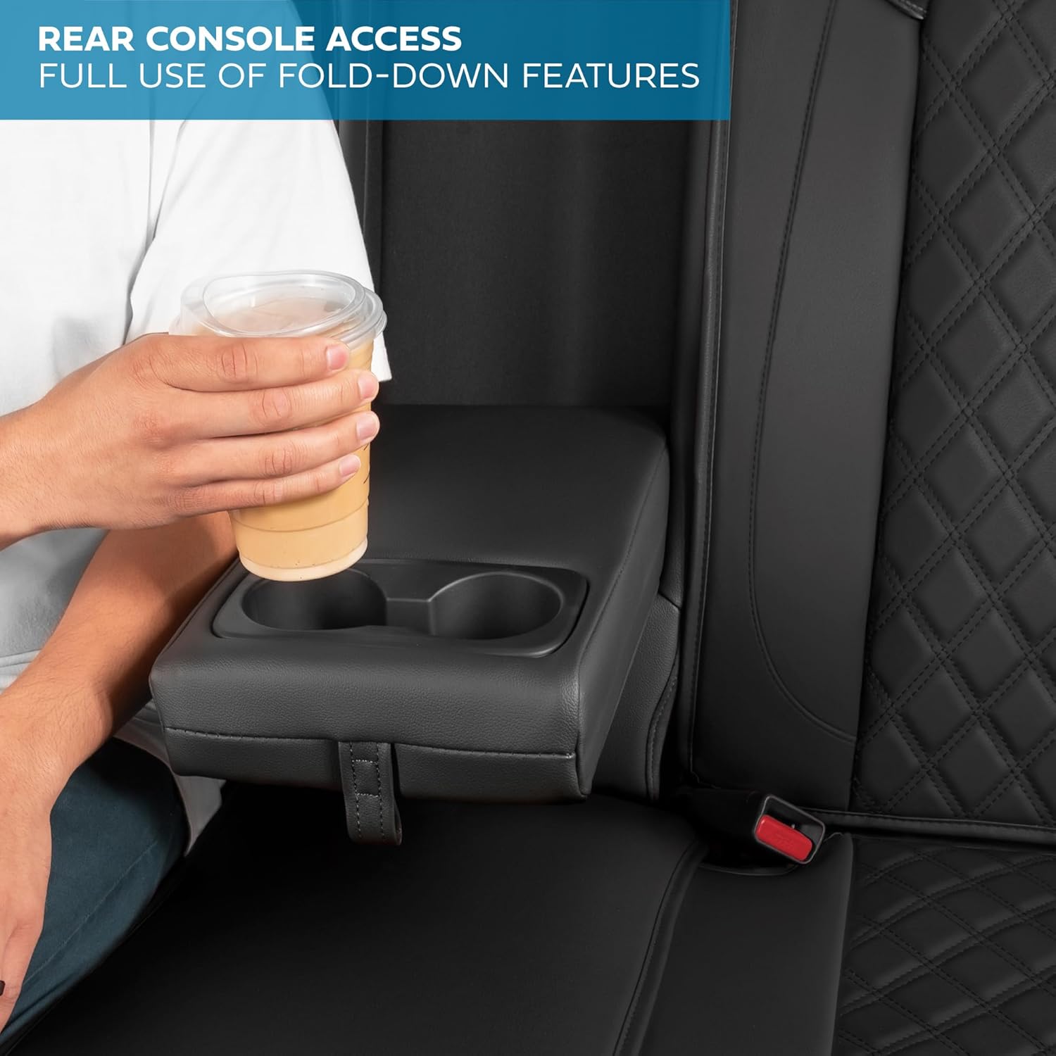 Premium Napa Leather Rear Seat Cover – Semi Universal Fit for Most Cars, Truck & SUV – Beige Back Seat Protector – Anti-Slip, Durable Bench Cover – Easy Install, Luxury Car Interior Upgrade